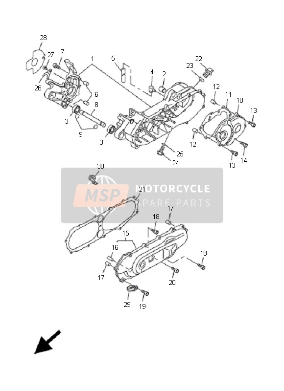 Yamaha CW50L BWS 2005 Crankcase for a 2005 Yamaha CW50L BWS